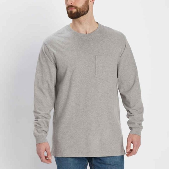 Duluth Trading Co Men's Longtail T Relaxed Fit LS Crew with Pocket Gray Size Med - Picture 1 of 8